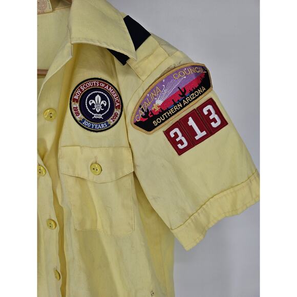 Boy Scouts of America Sz M Official Blouse Yellow Button Up Short Sleeve - Picture 2 of 4